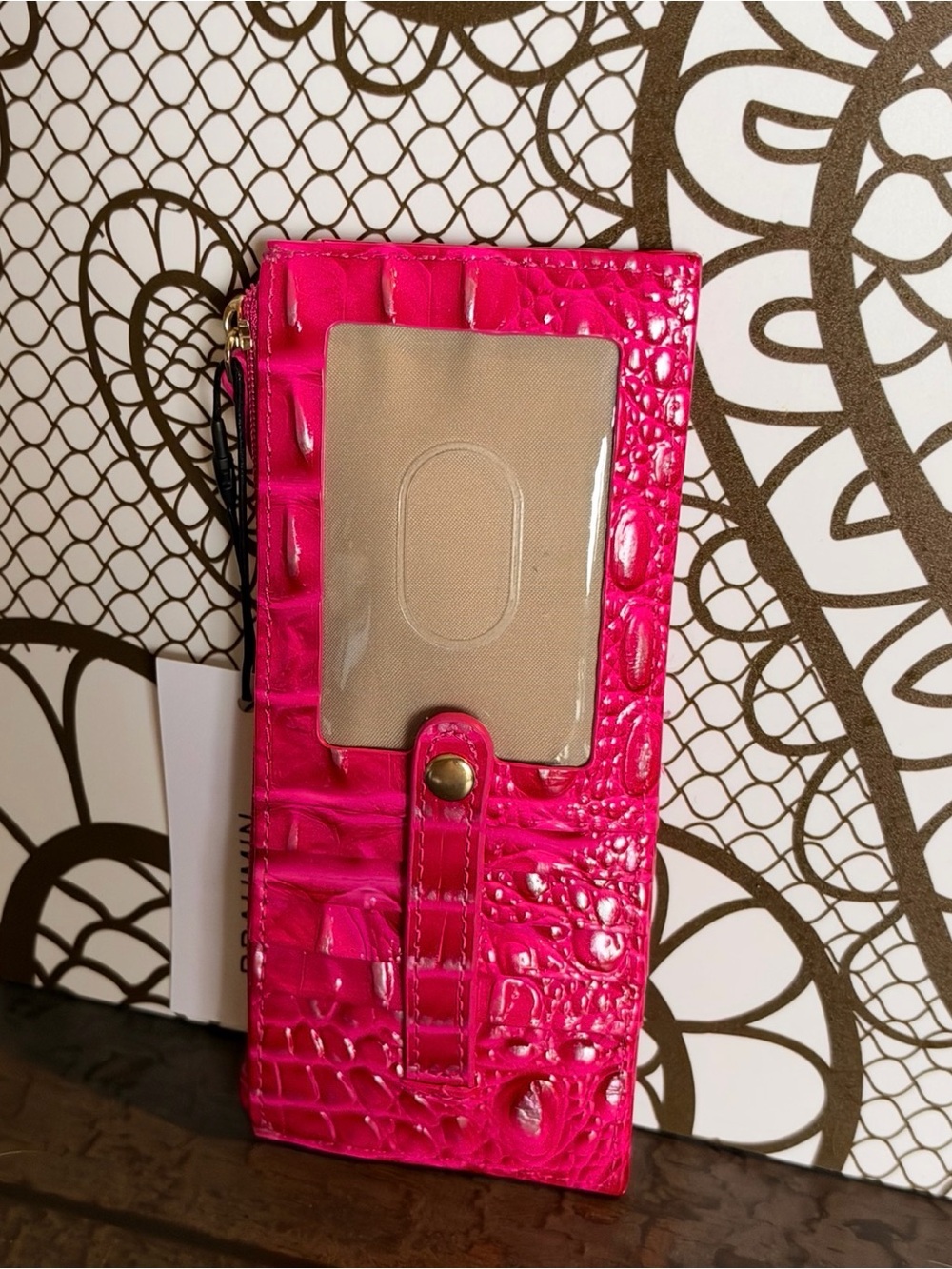 Brahmin Affection Pink Credit Card Wallet Melbourne Genuine Leather NWT